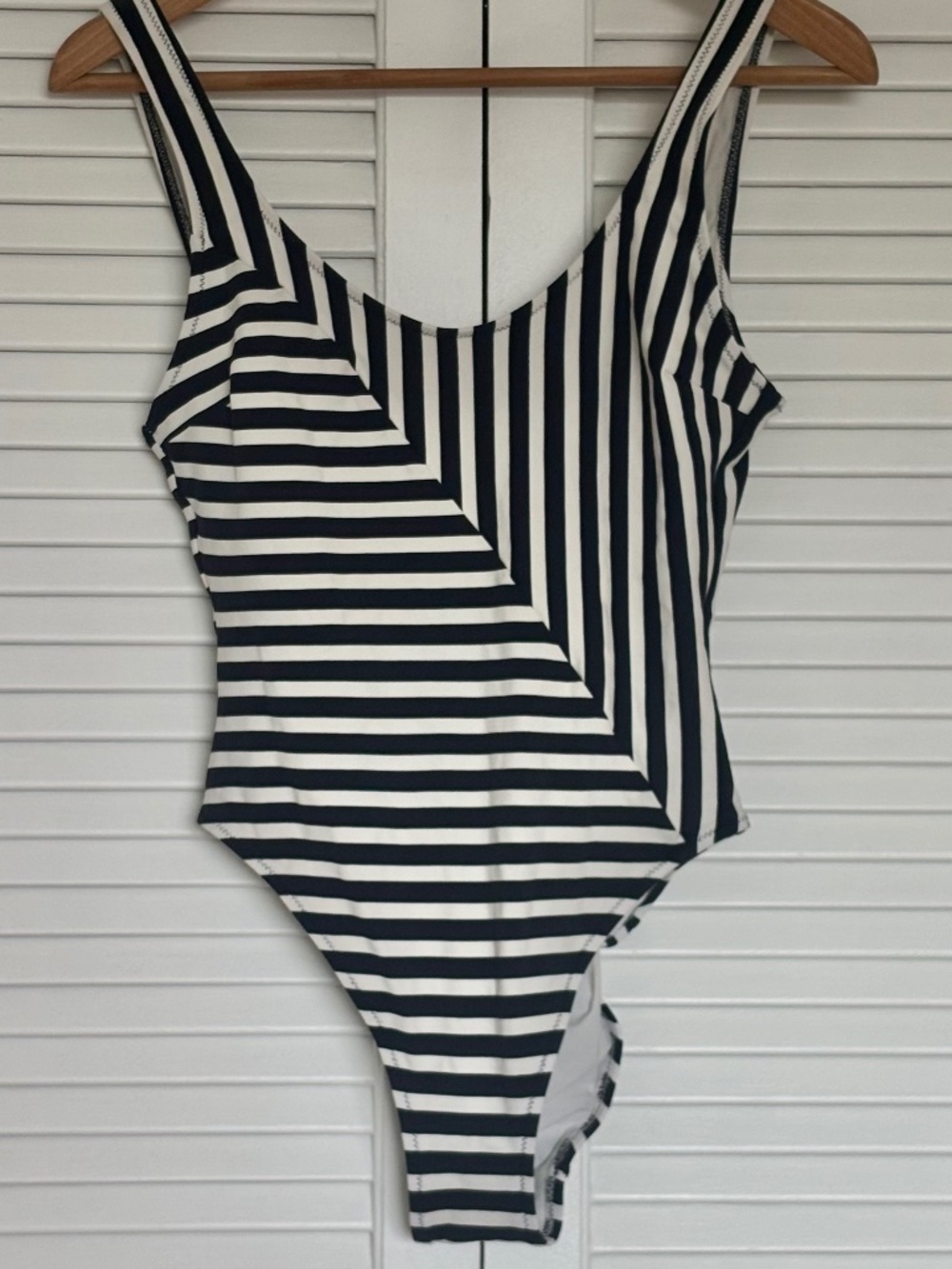 Araks Striped Swimsuit Bathing Suit Plunge Back Low Cut One Piece Small
